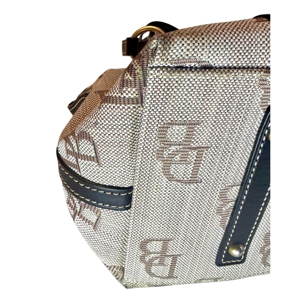 Vintage Dooney & Bourke DB Monogram Satchel Y2K Tassels Canvas Leather Bag - Picture 7 of 13